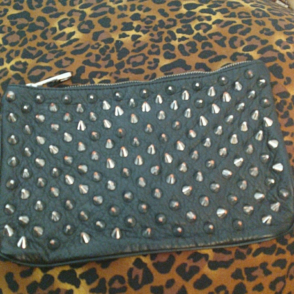 Steve Madden leather clutch with spikes